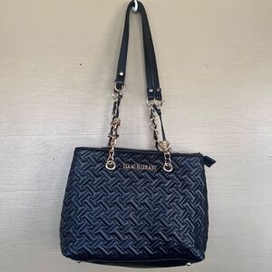Isaac Mizrahi Logo Black with Gold laced Chain Strap Shoulder Bag